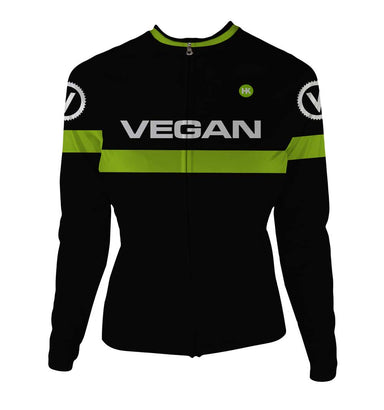 Retro Vegan Women's Thermal-Lined Cycling Jersey by Hill Killer
