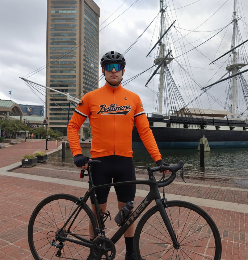 Baltimore 'Camden' Orange Men's Cycling Jersey — Hill Killer