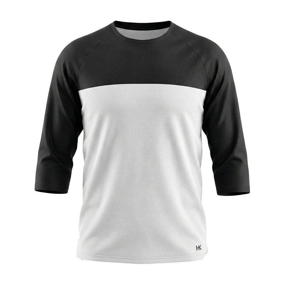 Black & Grey Loose Fit Jersey 3/4 Sleeve Length