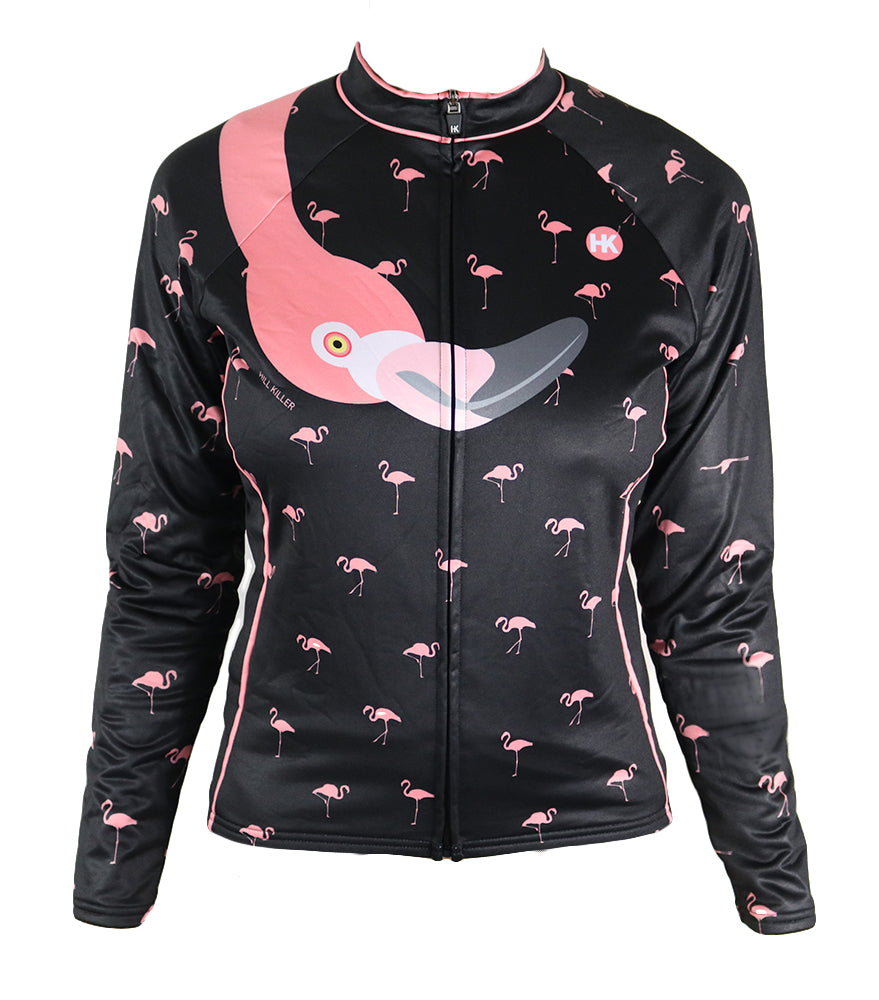 The Flamingo Women's Thermal-Lined Cycling Jersey by Hill Killer