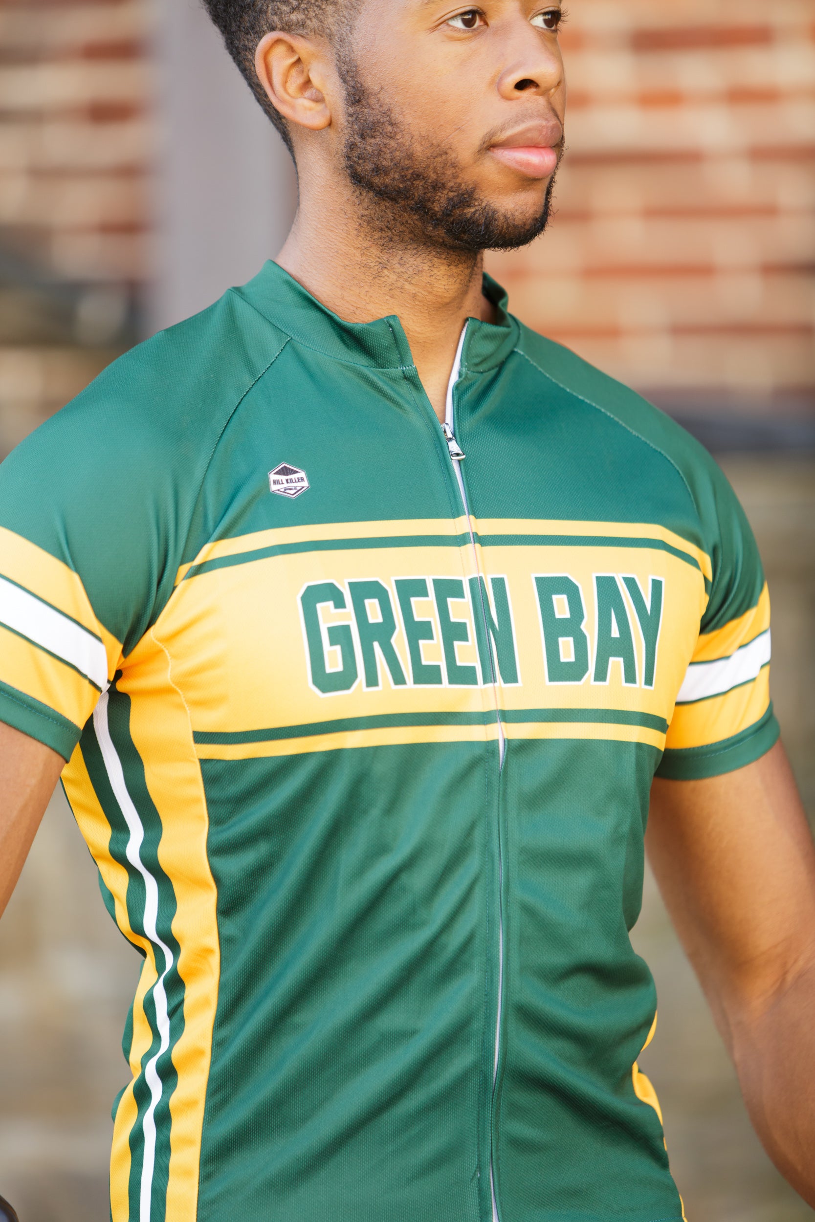 Mens size medium Hill Killer Apparel Green Bay Packers full zip cycling selling jersey