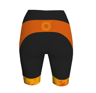 Sun Spear Orange Women's Performance Cycling Shorts by Hill Killer