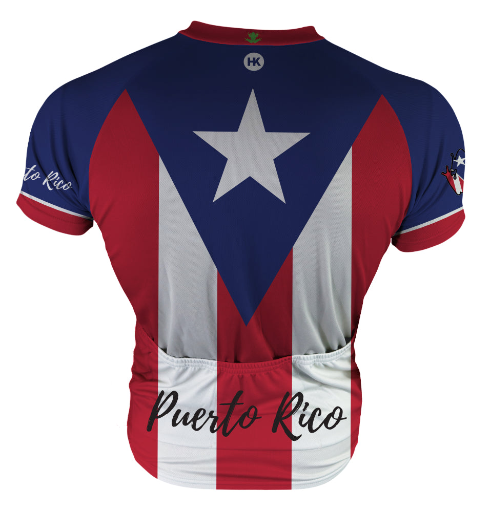 Puerto Rico Flag Men's Cycling Jersey | Hill Killer Apparel Small / Regular / Blue