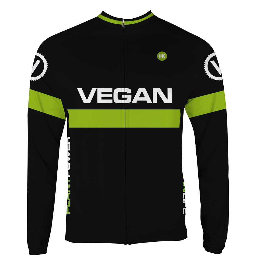 Retro Vegan Men's Thermal-Lined Cycling Jersey by Hill Killer