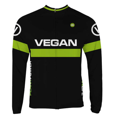 Retro Vegan Men's Thermal-Lined Cycling Jersey by Hill Killer