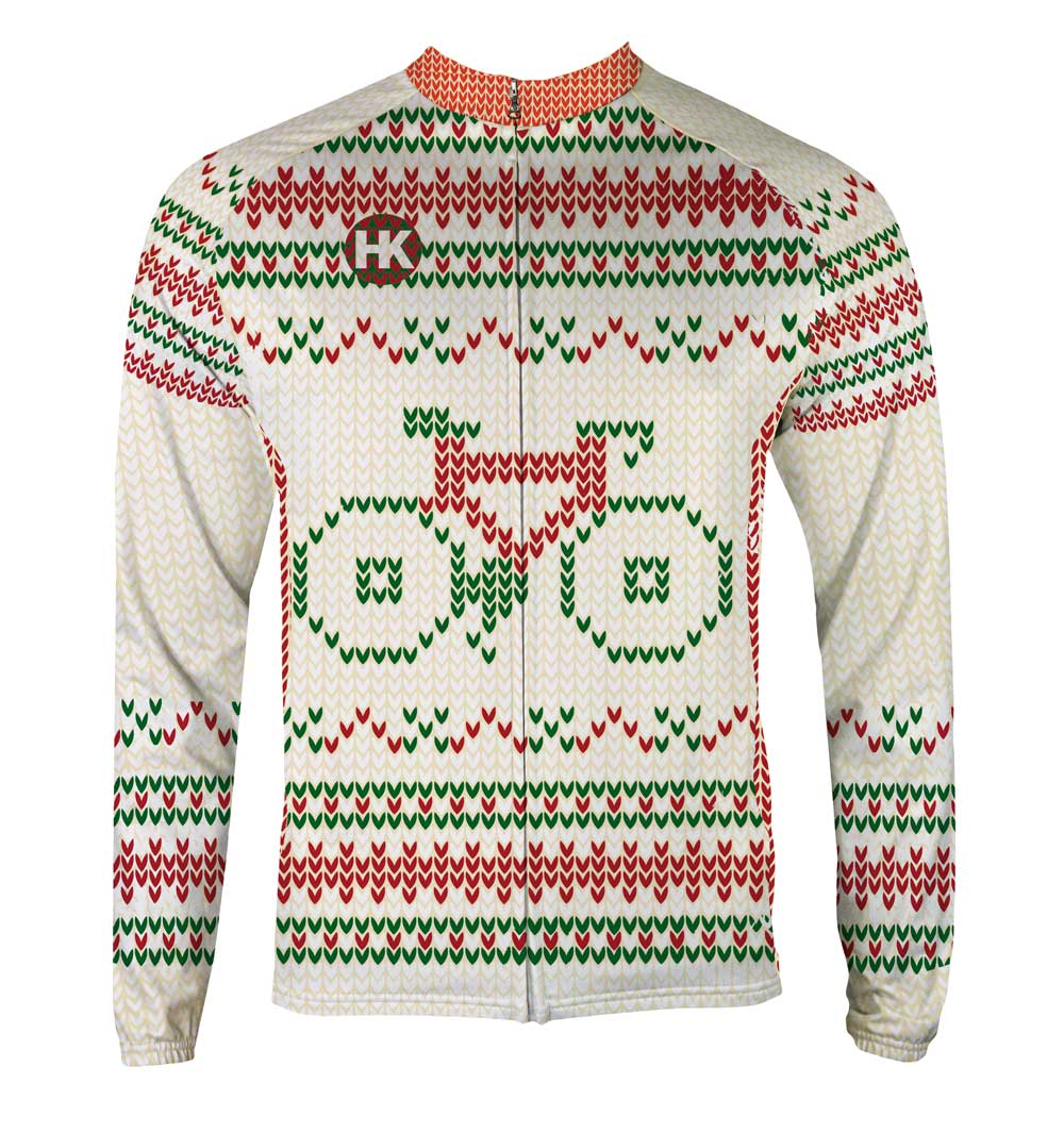 "Not So Ugly" Christmas Sweater Men's Thermal-Lined Cycling Jersey by Hill Killer