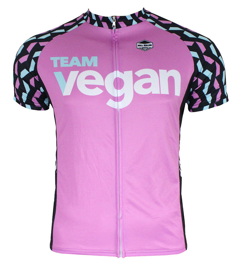 Vegan 'Velo' Pink Men's Club-Cut Cycling Jersey by Hill Killer